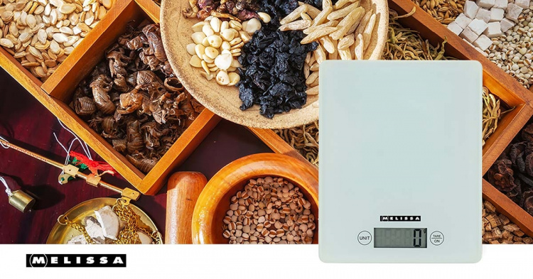 MELISSA Digital Kitchen Scales | Tempered glass | LCD display | Max. 5kg | Tare function | 1-gram increments | Grams / Ounces / Pounds / Millilitres