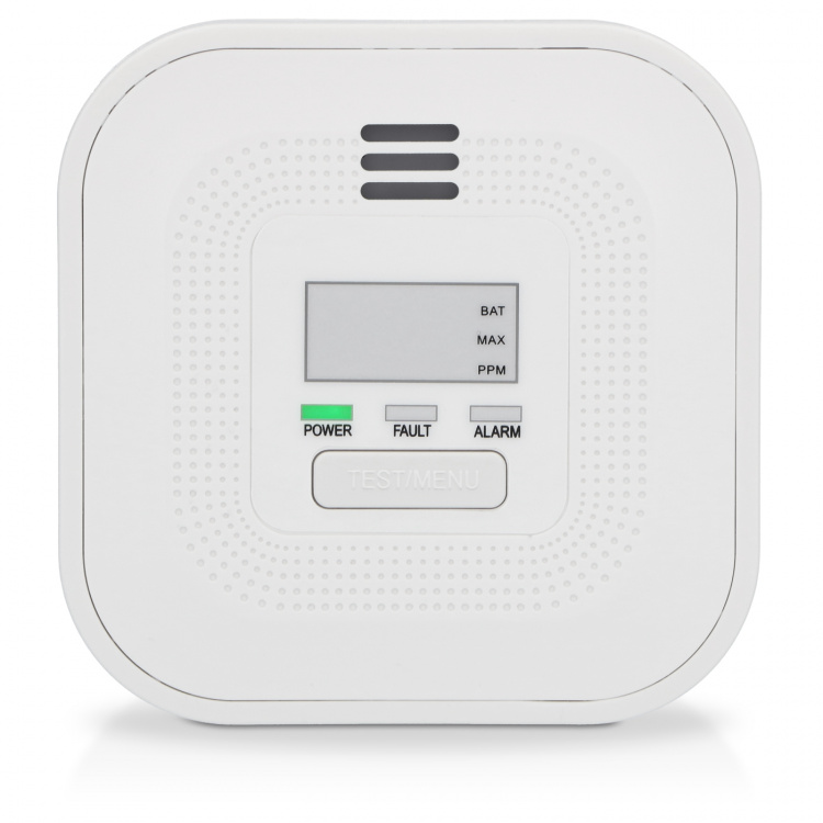 Alecto Carbon monoxide alarm with display and 10 years battery and sensor runtime, white