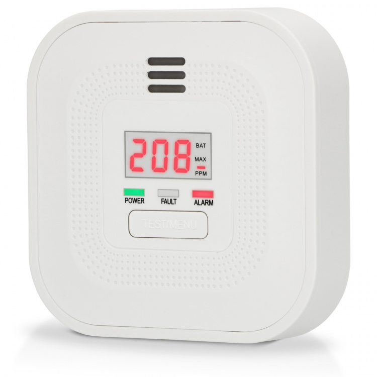 Alecto Carbon monoxide alarm with display and 10 years battery and sensor runtime, white