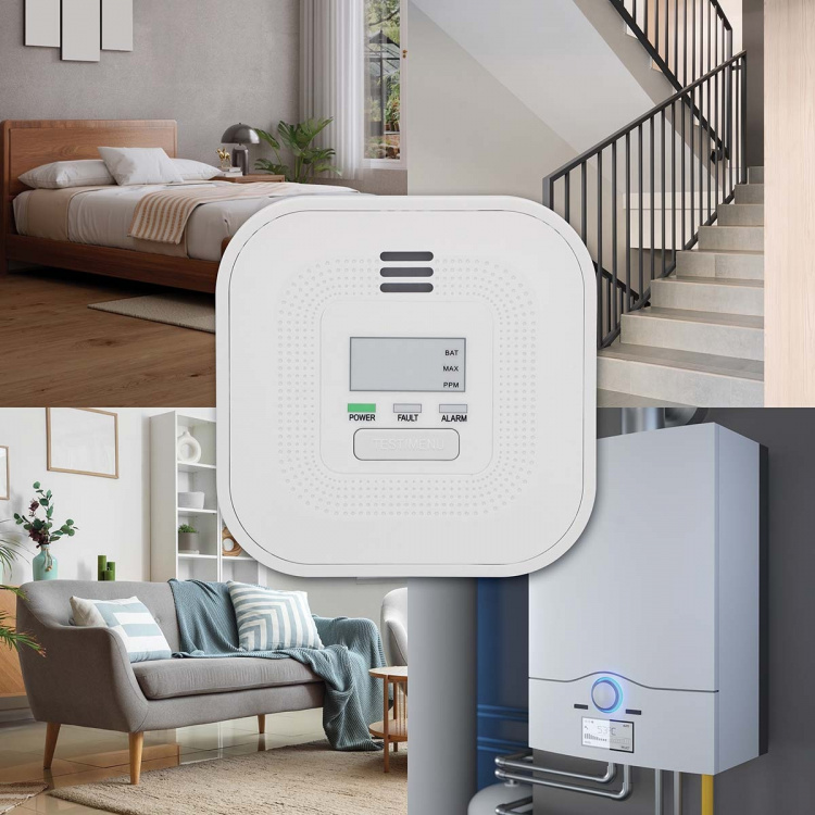Alecto Carbon monoxide alarm with display and 10 years battery and sensor runtime, white