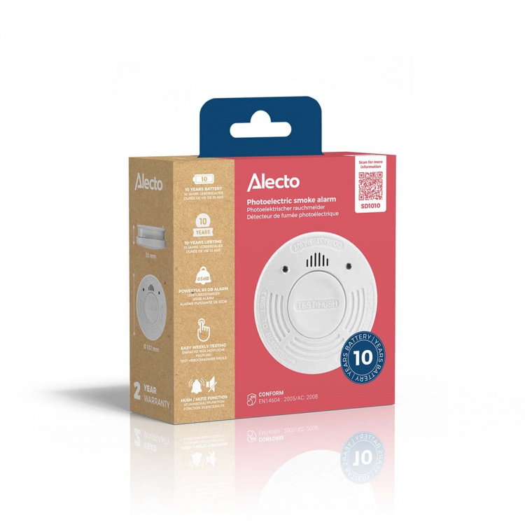 Alecto Smoke detector with 10 years battery and sensor runtime White