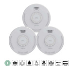 Alecto Stand alone smoke alarm with 1 year battery White 3 pcs