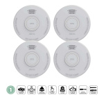 Alecto Stand alone smoke alarm with 1 year battery White 4 pcs