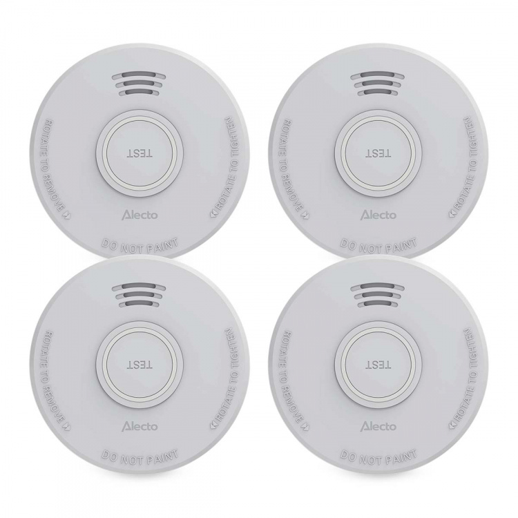 Alecto Stand alone smoke alarm with 1 year battery White 4 pcs