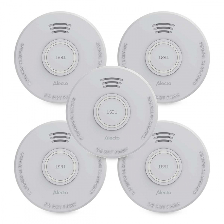 Alecto Stand alone smoke alarm with 1 year battery White 5 pcs