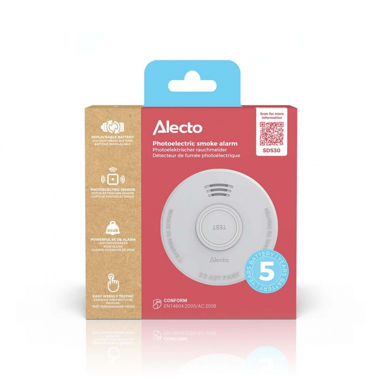Alecto Smoke detector with 5 year battery White