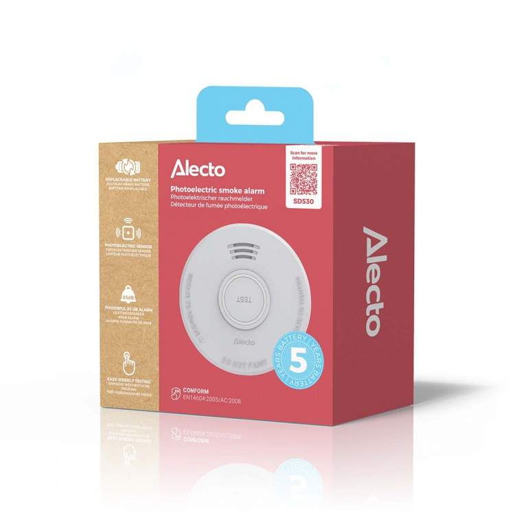 Alecto Smoke detector with 5 year battery White