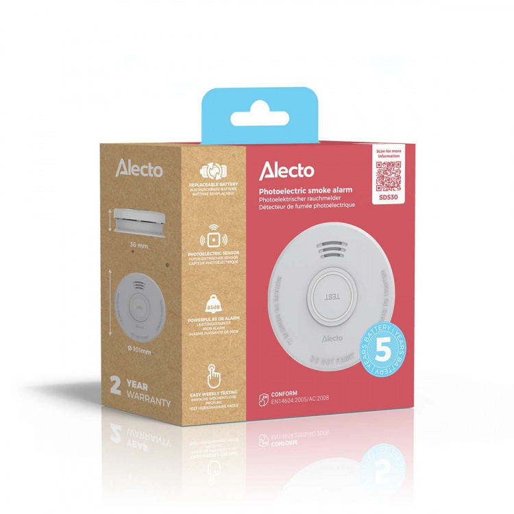 Alecto Smoke detector with 5 year battery White