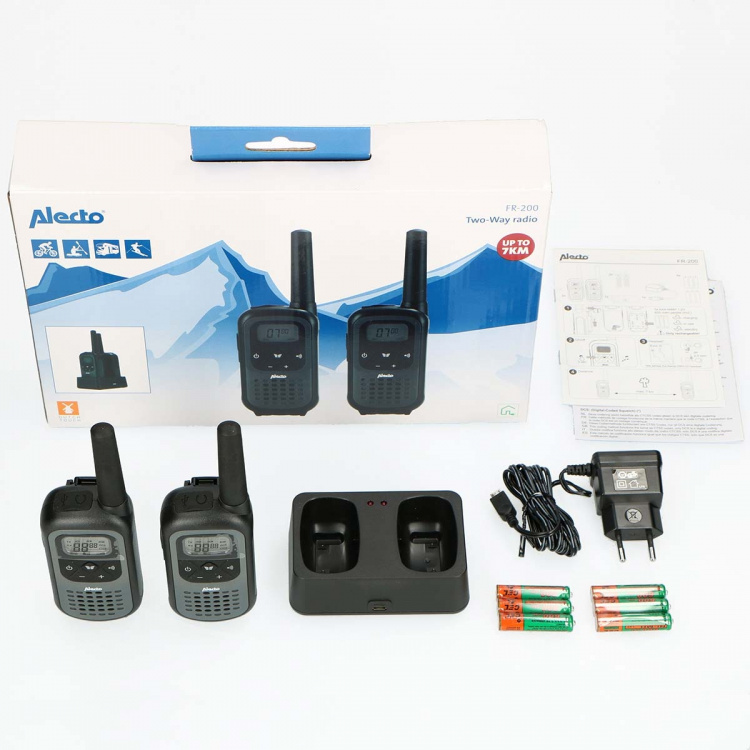 Alecto Walkie-Talkie Set | 2 Handsets | Up to 7 km | Frequency channels: 16 | PTT / VOX | 35 h standby | Headset output | Black