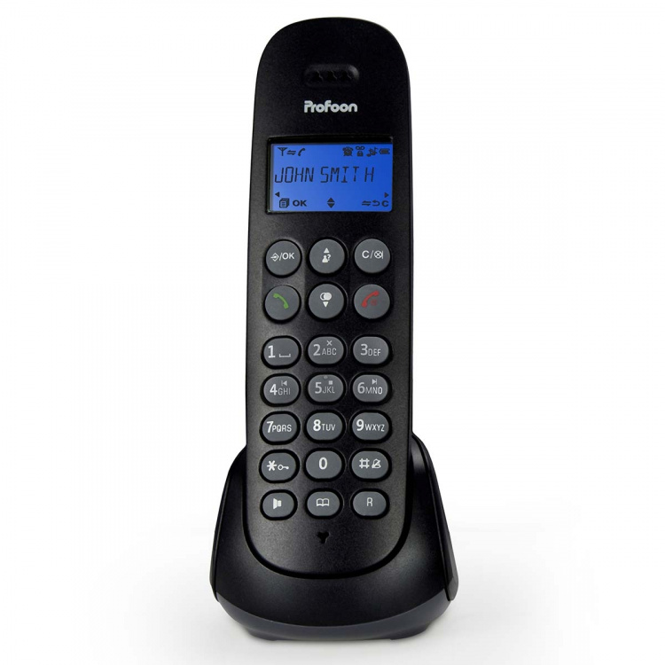 Profoon DECT telephone with answering machine and 4 handsets Black