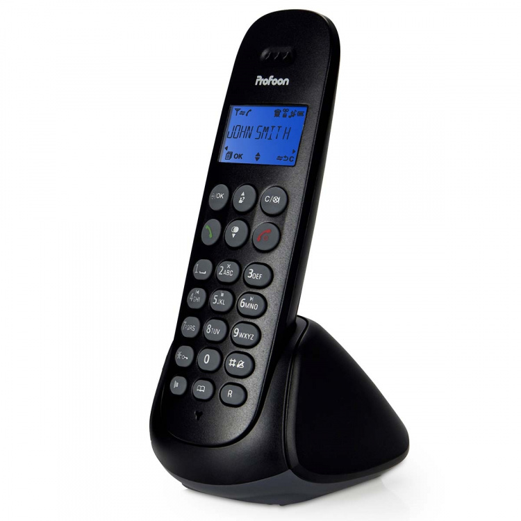 Profoon DECT telephone with answering machine and 4 handsets Black