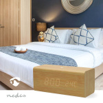 Nedis Digital Alarm Clock Radio | LED | USB-C™ Female | FM | Snooze function | Sleep timer | Number of alarms: 2 | Brown
