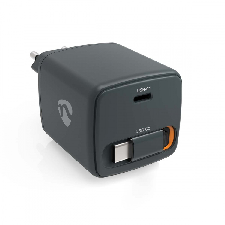 Nedis Wall Charger | PD3.0 30W | 1.5 / 2.0 / 2.5 / 3.0 A | Number of outputs: 1 | USB-C™ | USB-C™ Retractable Cable | 0.75 m | Automatic Voltage Selection | Black