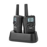 Alecto Walkie-Talkie Set | 2 Handsets | Up to 10 km | Frequency channels: 8 | PTT / VOX | 24 h standby| Charging base included | Headphone output | Black