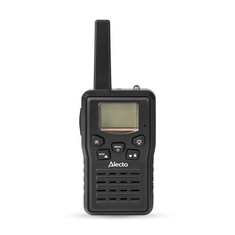 Alecto Walkie-Talkie Set | 2 Handsets | Up to 10 km | Frequency channels: 8 | PTT / VOX | 24 h standby| Charging base included | Headphone output | Black