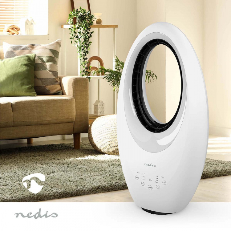 Nedis Bladeless Fan | Mains Powered | 50 W | Oscillation | Remote control | Shut-off timer: 7.5 h | 3-Speed Settings | White