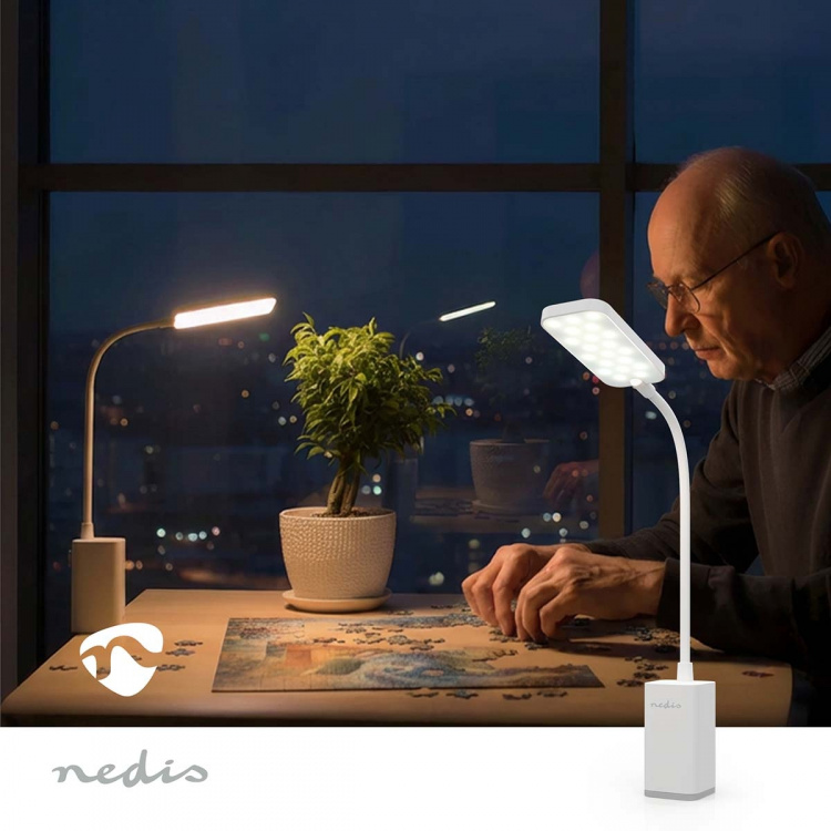 Nedis LED Desk Lamp | Dimmable | 1 Light Mode | 90 lm | Rechargeable | Touch Function | White