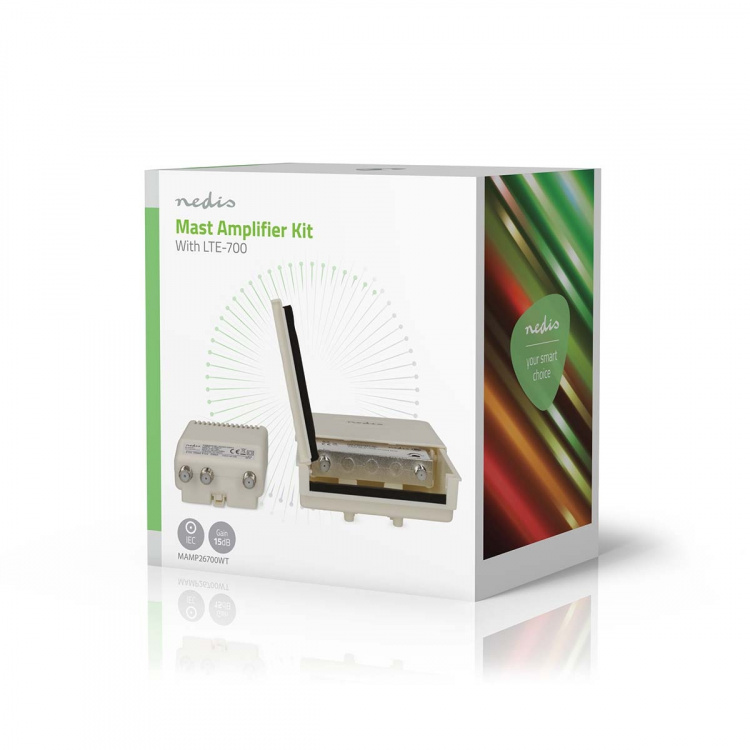 Nedis Mast Amplifier | Number of outputs: 2 | Gain control: 15 - 30 dB | F-Female | Noise figure: 4 dB | White
