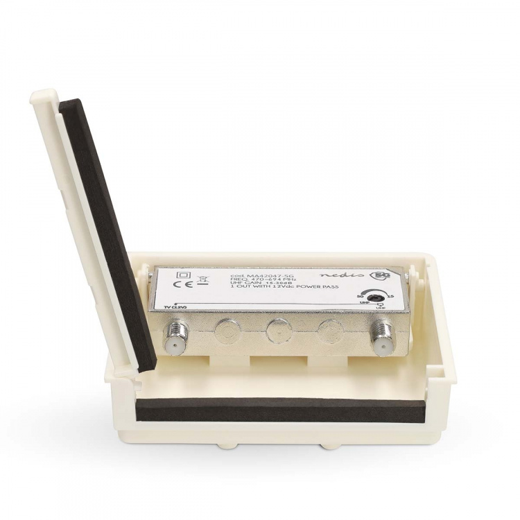 Nedis Mast Amplifier | Number of outputs: 2 | Gain control: 15 - 30 dB | F-Female | Noise figure: 4 dB | White