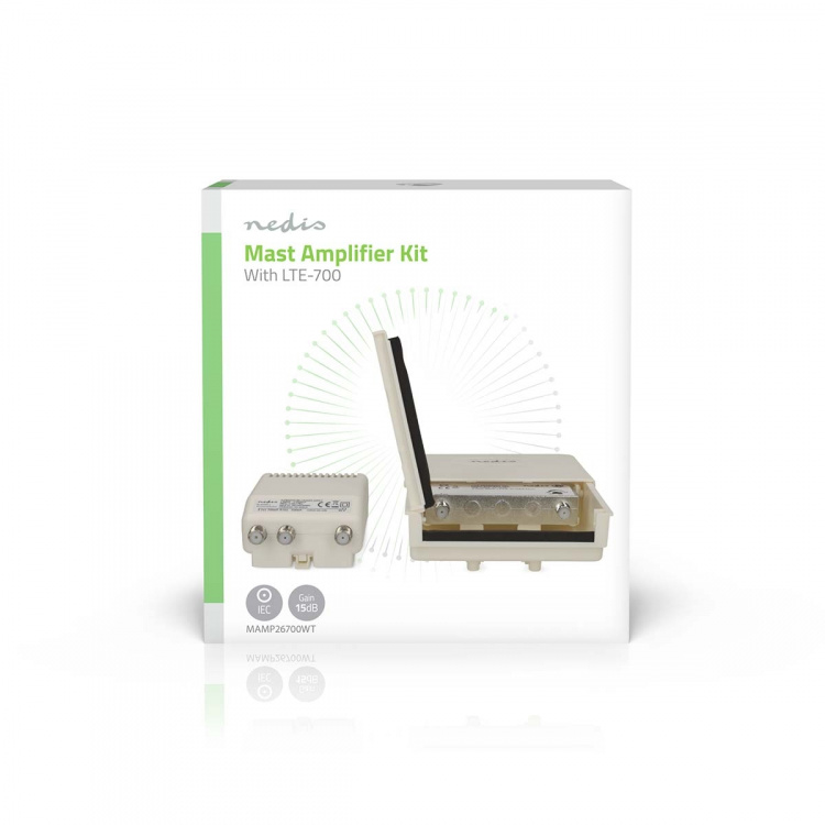 Nedis Mast Amplifier | Number of outputs: 2 | Gain control: 15 - 30 dB | F-Female | Noise figure: 4 dB | White