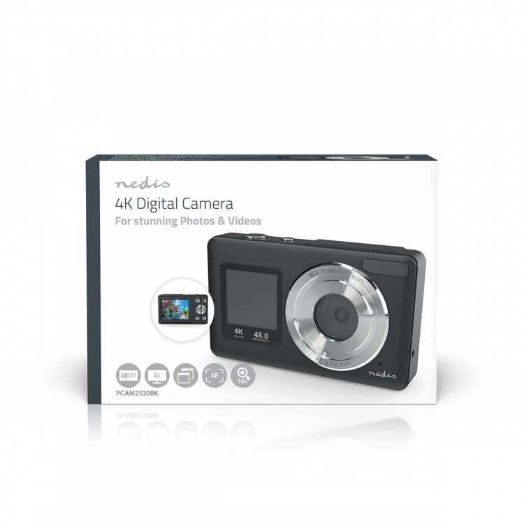 Nedis Digital Photo Camera | Dual Screen | 48 MPixel | 4K@30fps | 5 MPixel CMOS | Black
