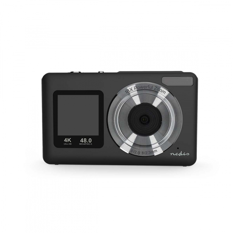 Nedis Digital Photo Camera | Dual Screen | 48 MPixel | 4K@30fps | 5 MPixel CMOS | Black