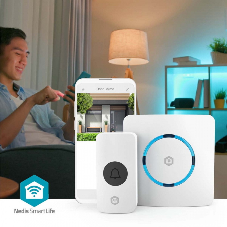 Nedis SmartLife Chime | RF, frequency 433 Mhz / Wi-Fi | Mains Powered | 60 Melodies | 100 - 240 V AC | Adjustable volume | White