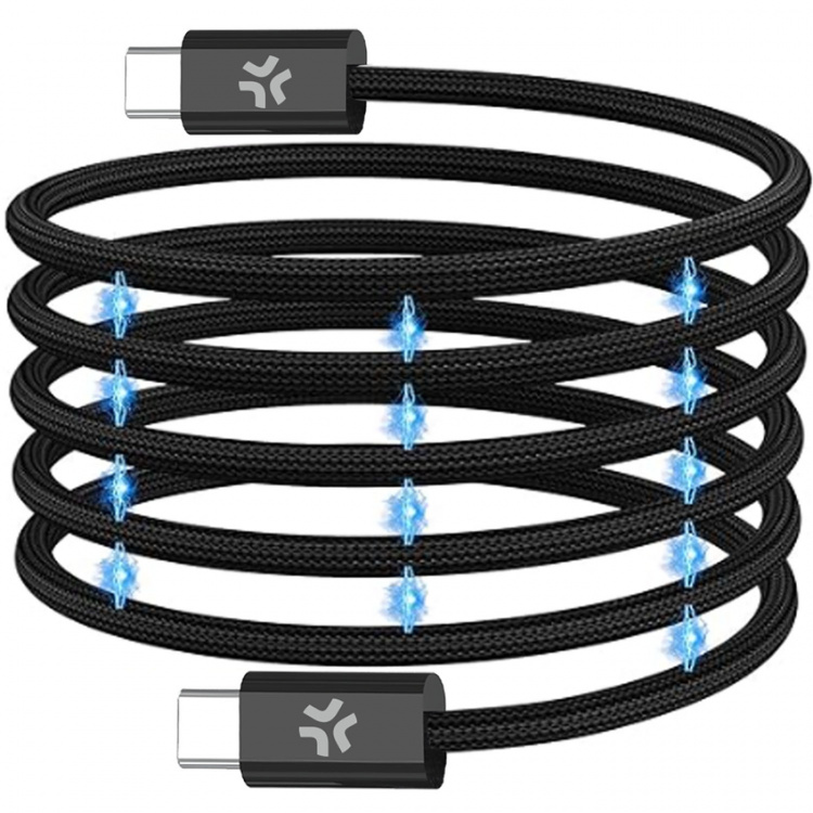 Celly USB-C Kabel 60W Magnetisk Flätad 1m Svart