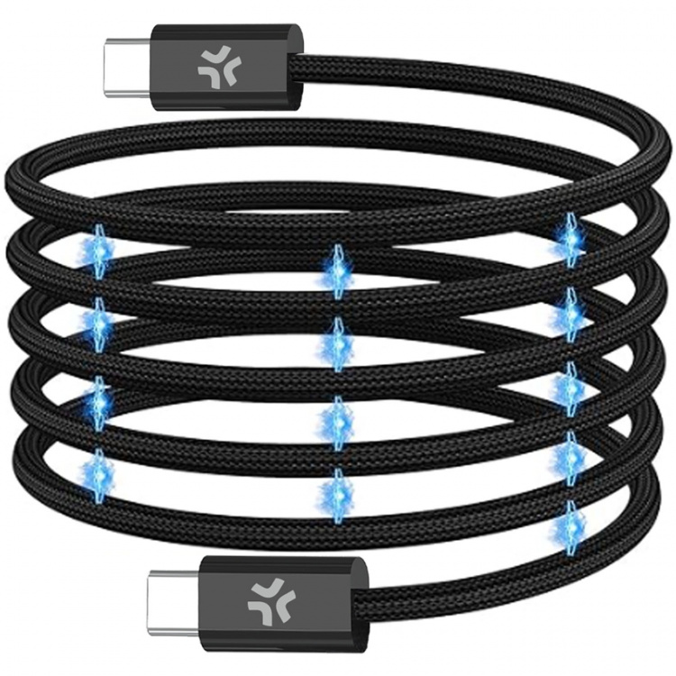 Celly USB-C Kabel 60W Magnetisk Flätad 2m Svart
