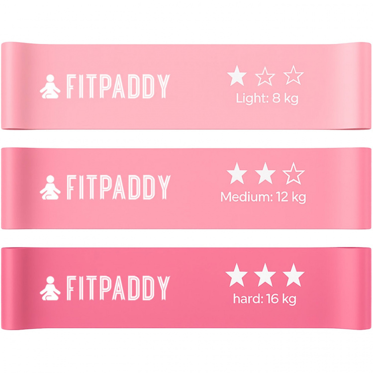Fitpaddy Elastiska Band Plus 3 Styck Pink Edition