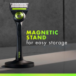 Gillette Rakhyvel Labs 1st rakblad + Magnetiskt ställ Neon Night