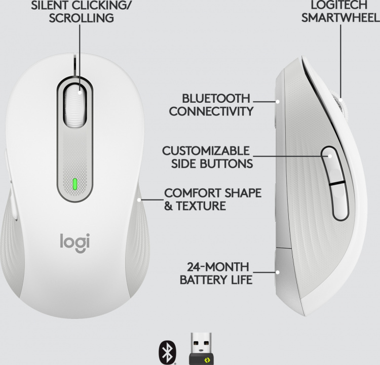 Logitech Signature M650 Wireless Mouse, White