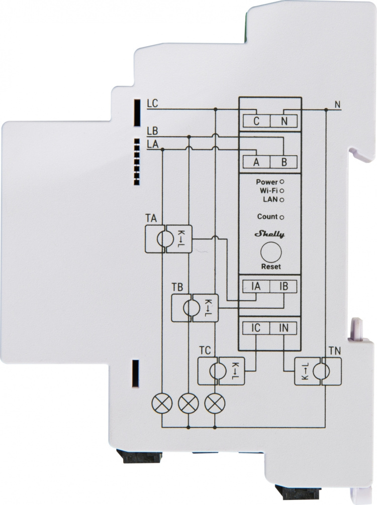 Shelly Pro 3EM DIN-rail energy meter, 3-phase