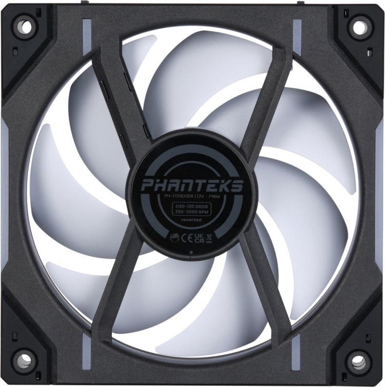 Phanteks D30-120 Reversed Airflow D-RGB PWM Fan, Black, 120 mm