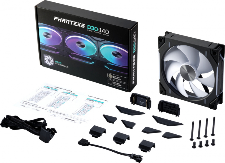Phanteks D30-140 D-RGB PWM Fan, Black, 140 mm