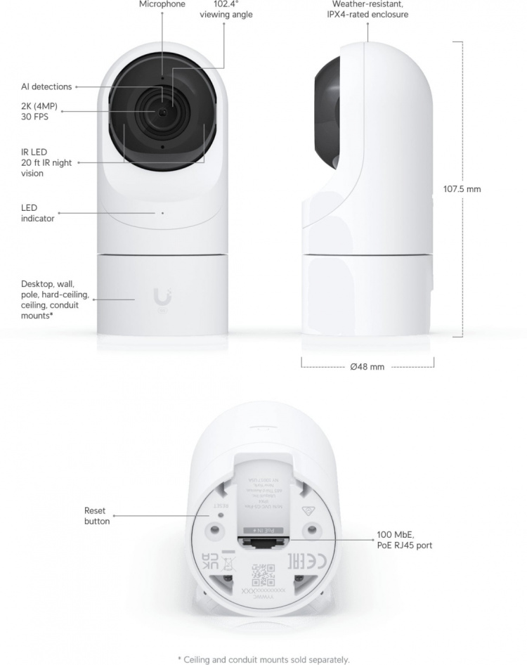 Ubiquiti UniFi G5 Flex surveillance camera for indoor and outdoor use