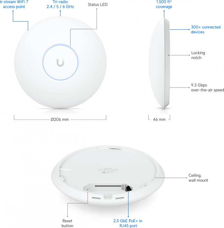 Ubiquiti UniFi 7 Pro WiFi Access Point