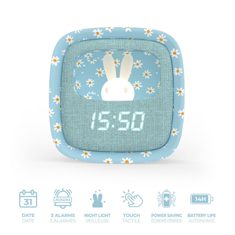 Mobility On Board Alarm Clock with Light Billy Clock Blue Flower