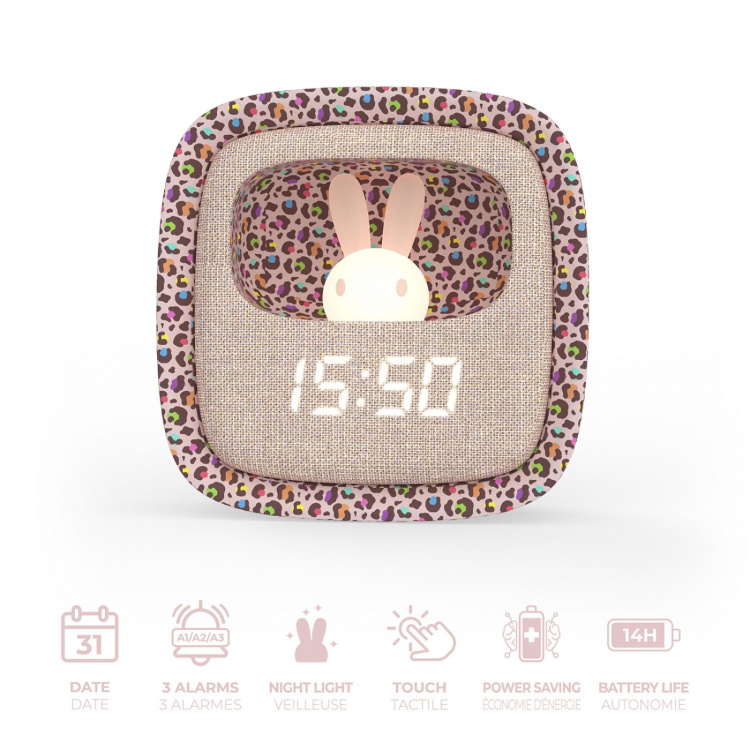 Mobility On Board Alarm Clock with Light Billy Clock Blue Leopard
