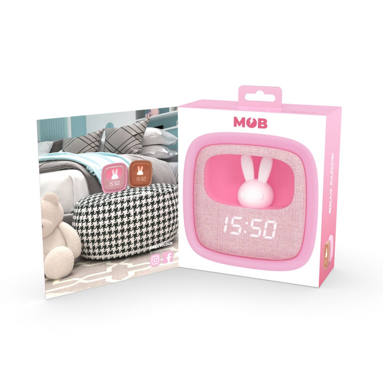 Mobility On Board Alarm Clock with Light Billy Clock Pink Marshmallow