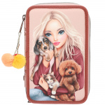 TOPModel Triple Pencil Case FUR EVER FRIENDS - Powdery Pink and Copper