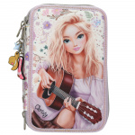 TOPModel Triple Pencil Case COWGIRL - Cream-Coloured with Pale Purple Accents