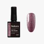 Nailura Gel Polish 341 Garnet Glitter - Deep Dusty Rose-Purple with Berry Tones - 10 ml