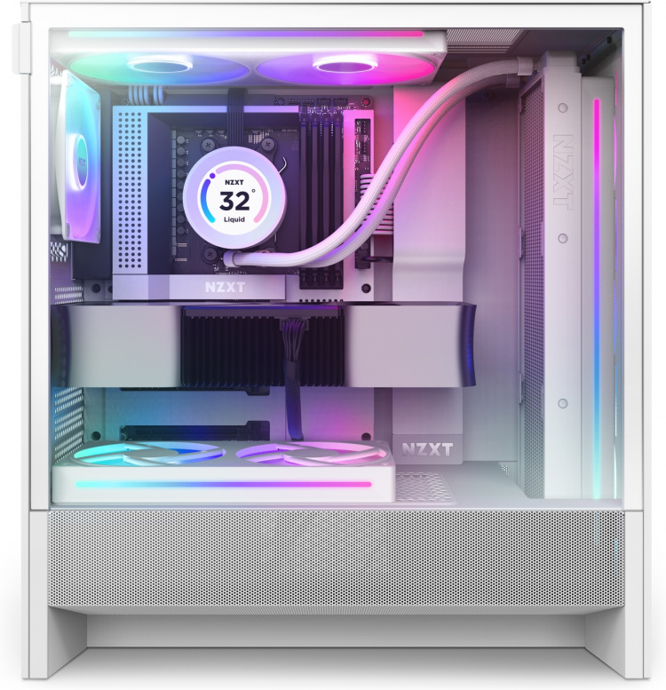 NZXT H5 Flow RGB (2024) ATX Case with Window, White 