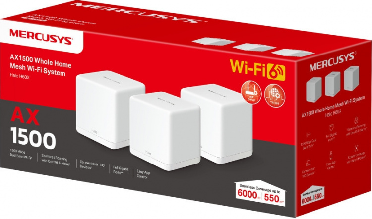 Mercusys Halo H60X WiFi 6 Mesh System, 3-pack