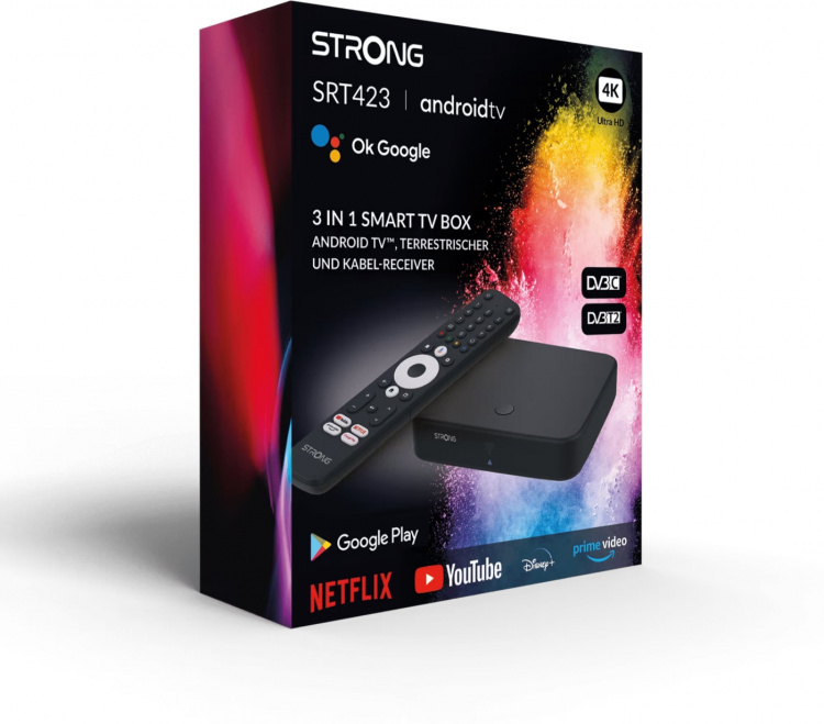 Strong SRT423 4K + DVB-T2/C Wi-Fi 4K Android TV media player/set-top box