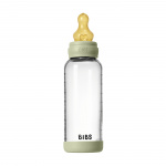 BIBS Glass Baby Bottle Round Latex Medium Flow - Sage - 240 ml
