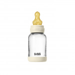 BIBS Glass Baby Bottle Round Latex Slow Flow - Ivory - 120 ml