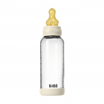 BIBS Glass Baby Bottle Round Latex Medium Flow - Ivory - 240 ml