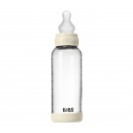 BIBS Glass Baby Bottle Round Silicone Medium Flow - Ivory - 240 ml